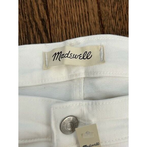 Madewell 10" High Rise Skinny Jeans Button Fly Raw Hem White K9112 Size 35P NEW - Picture 3 of 11